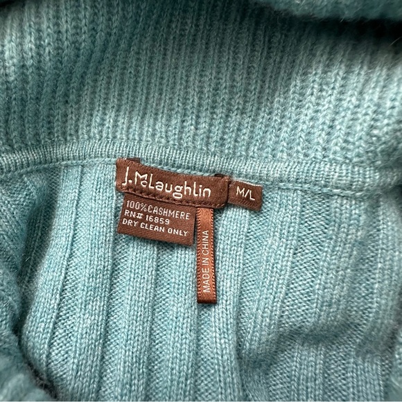 J.Mclaughlin 100% Cashmere Poncho Cape Shawl SZ M/L Teal Quiet Luxury READ - Picture 2 of 7